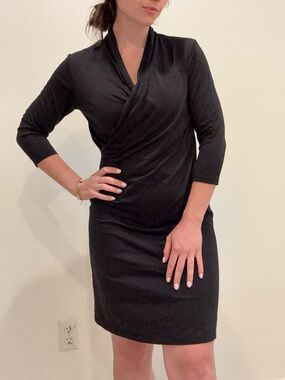 J McLaughlin Classic Black Wrap-Style Midi Dress